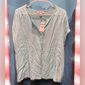 NEW Nine West Sky Blue Women's Blouse LARGE